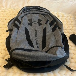 Gray and black under armor storm backpack how